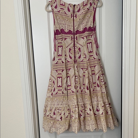 EUC! Moulinette Soeurs/Anthropologie Pink and Cream Lace Midi Dress, Size 2 - Picture 7 of 7